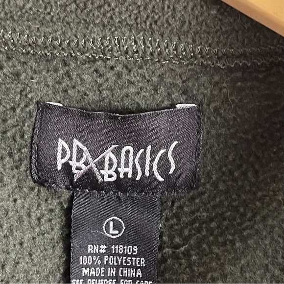 PB Basics Large Lightweight Olive Green Fleece Jacket Soft Shell Outdoor Hiking - Picture 6 of 8